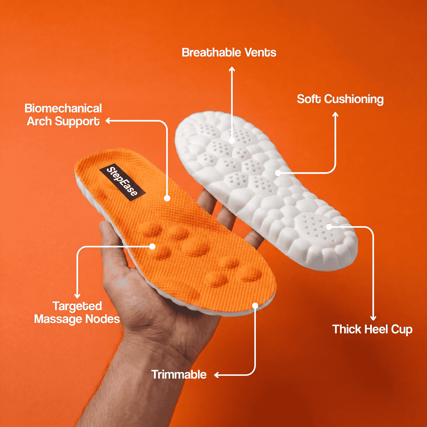 StepEase™ Pro Massage Insoles |  Instant Foot Pain Relief |  Trim-to-Fit | All Day Comfort
